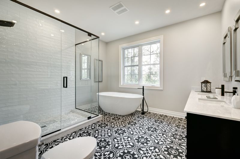 Contemporary Bathroom with Open Shower
